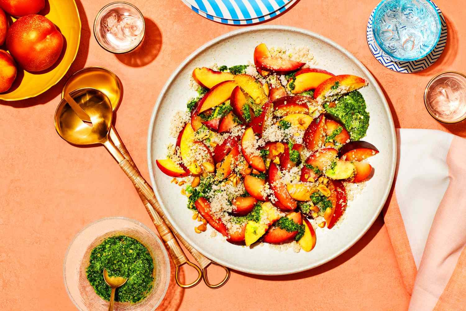 Spring menu with stone fruit salad